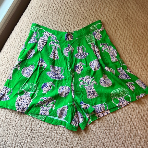 Corey Lynn Calter Pants - NWOT Corey Lynn Calter Anthropologie Green & Blue Patterned Everly Shorts